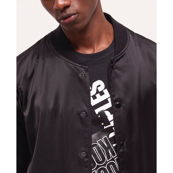 Kooples French Clothing Mens Sateen Lover Black Satin Bomber Jacket M NWT $295 - Picture 1 of 7